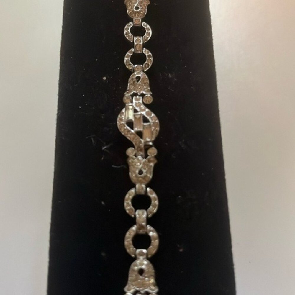 💎✨ Silver-Tone Rhinestone Link Chain Bracelet | Elegant Sparkling Design | 7” L